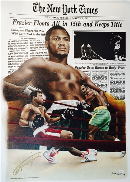 Joe Frazier Signed Doug London Limited Edition Canvas Artwork 26x36 Giclee Canvas 