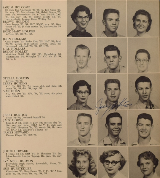 Buddy Holly Senior yearbook (1955