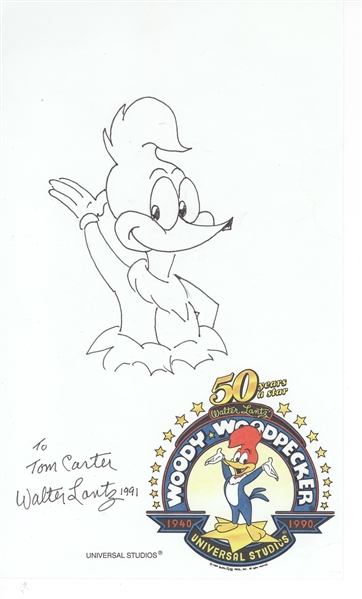 Walter Lantz Signed Original 50th Anniversary Sketch