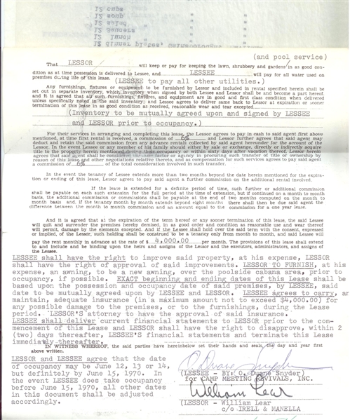 William Lear Signed Contract (Lear Jet Pioneer)