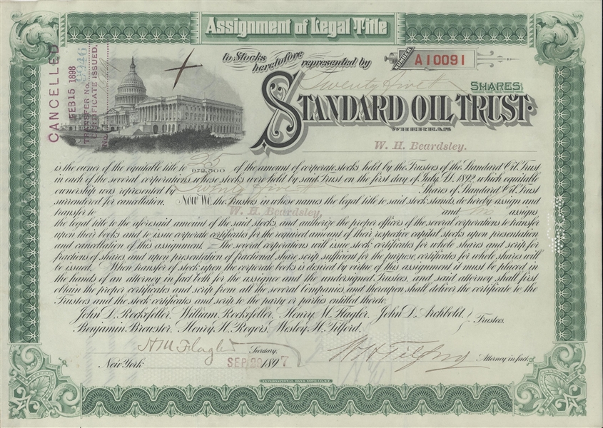 Henry M. Flagler- Standard Oil Stock