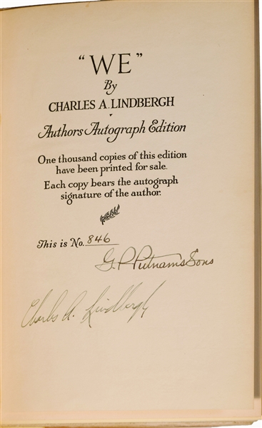  CHARLES LINDBERGH We, Signed Limited Edition