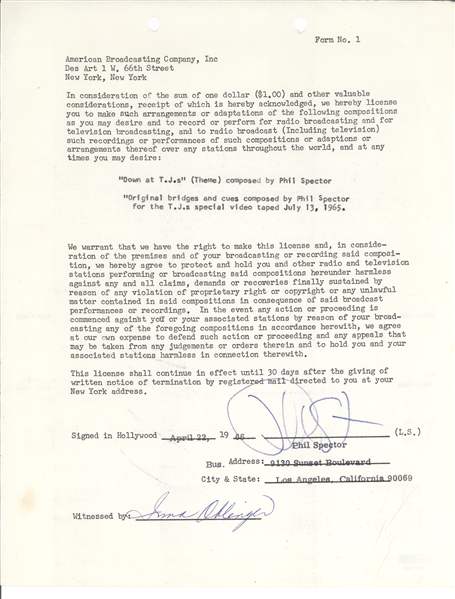 Phil Spector Signed American Broadcasting Company Contract!