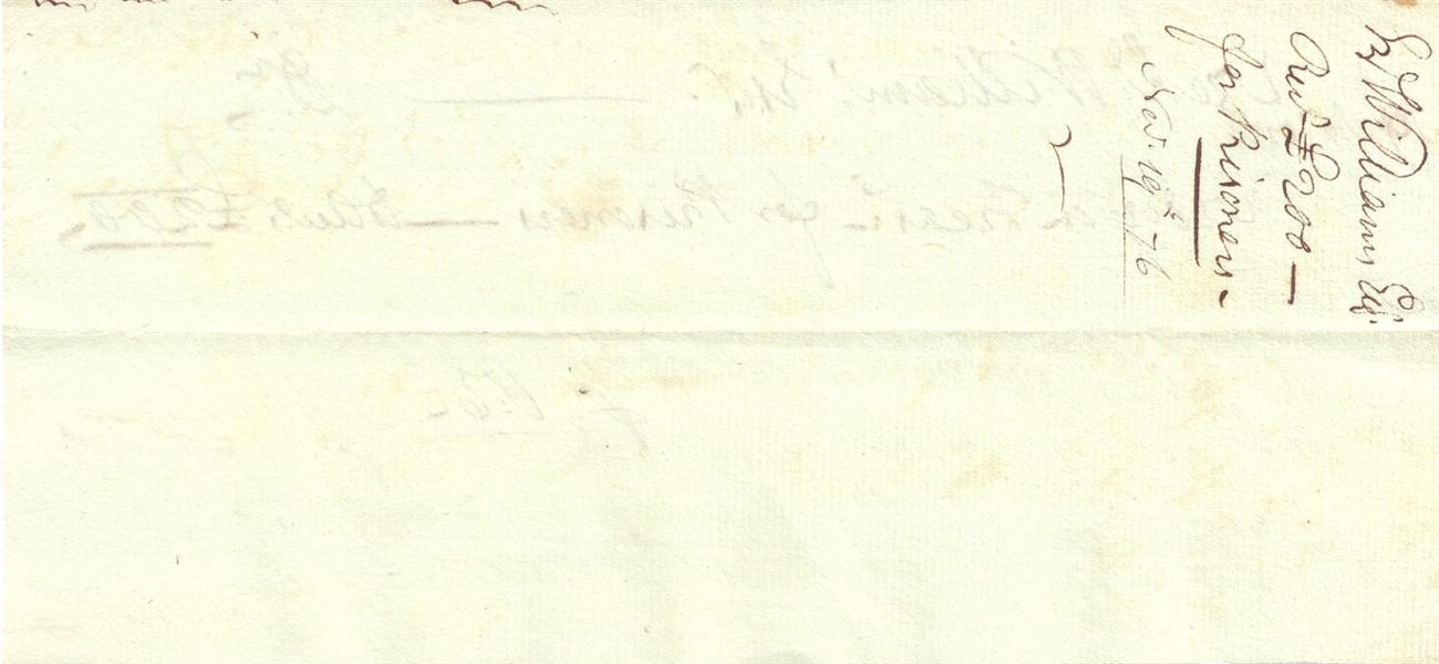 Revolutionary War document for prisoners dated November 1776