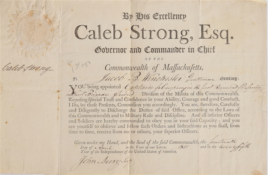 Caleb Strong Military commission 