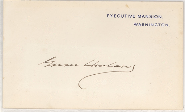 Grover Cleveland Signed Executive Mansion card 