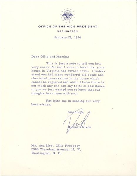 Richard Nixon TLS on Vice President Stationary