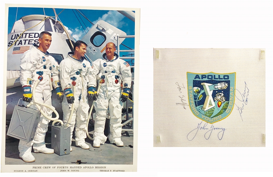 Apollo 10 Crew  Signed Beta Cloth