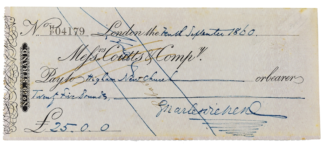 Charles Dickens Signed Check