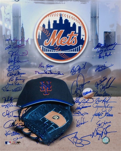 New York Mets 1986 World Series 16x20 signed by 37 players 