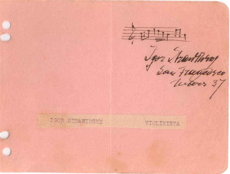 Igor Stavinky Handwritten Music from 'Petrushka,'