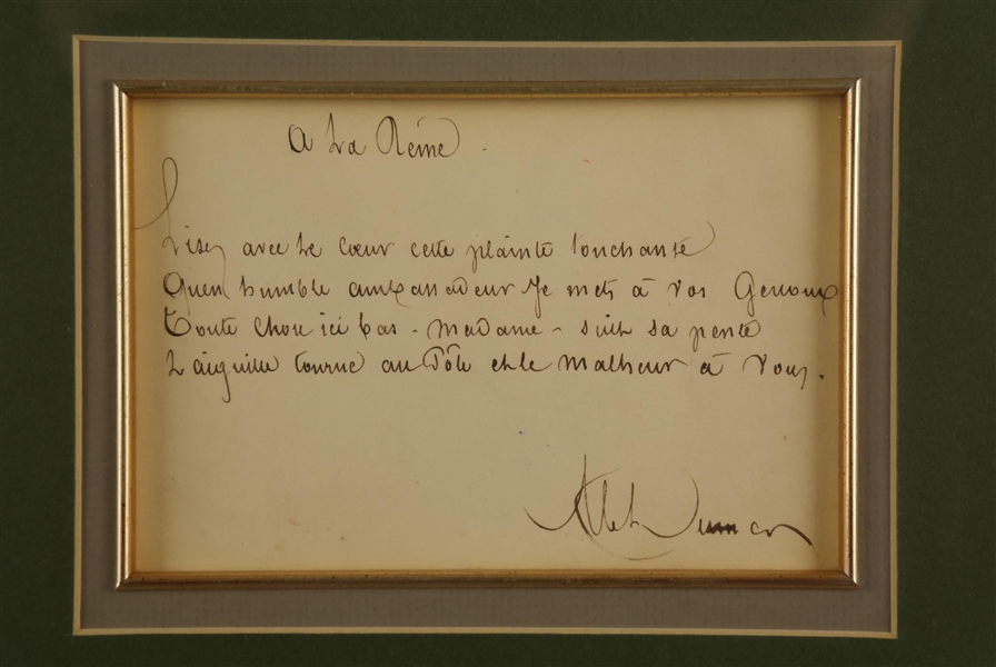 Original Alexandre Dumas Hand Written Poem