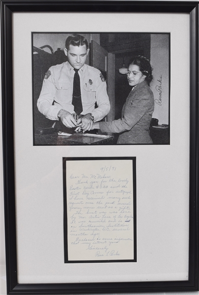 Rosa Parks Signed Famous Photo and Letter