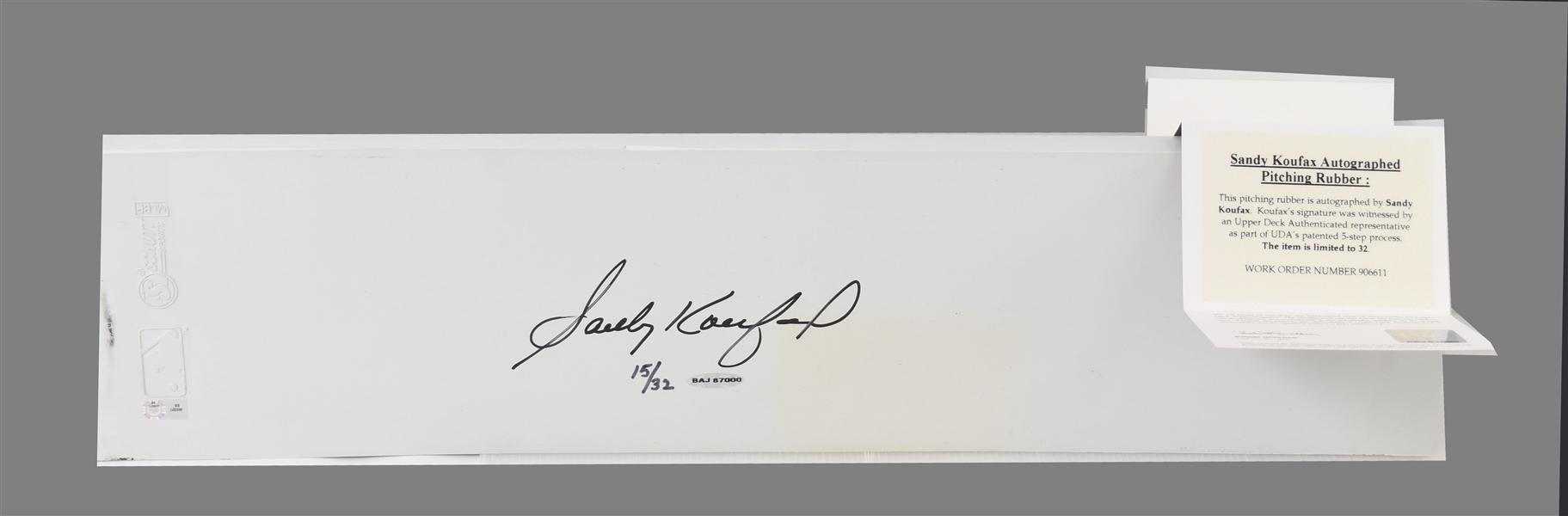Sandy Koufax Full-size authentic pitching rubber (24 x 6) made by Schutt Sports.