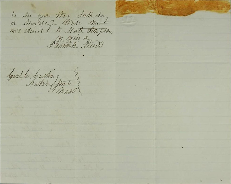 Franklin Pierce Civil War Date ALS to General Cushing his attorney General as President
