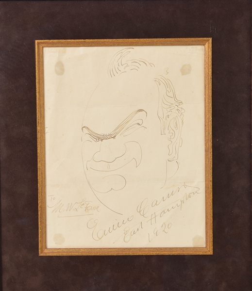 Enrico Caruso Large  Original Drawn Self Portarit