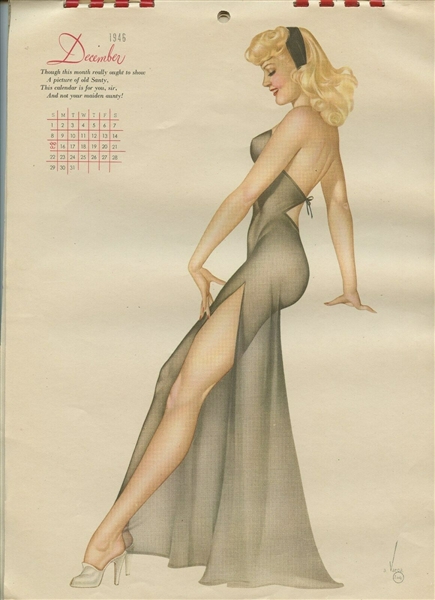 Rare Alberto Vargas Original 1946 Calendar Pin Up Drawings