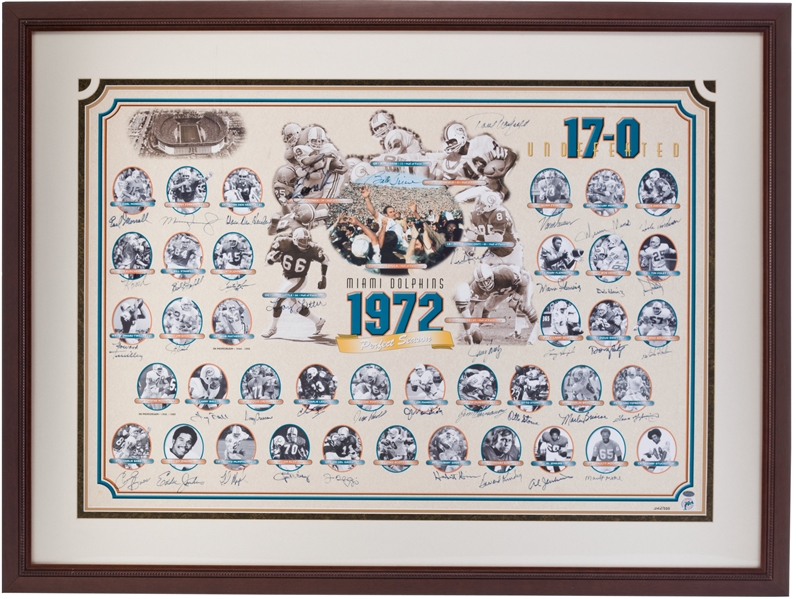 1972 Miami Dolphins Team Signed Print - Undefeated World Championship Season!