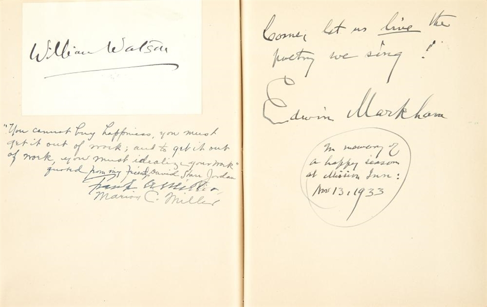 Autograph album containing the signatures of nine U.S. Presidents /Mark Twain and other notables. compiled 1880s-1930s. 