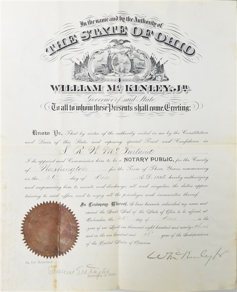 William McKinley  Signed Document
