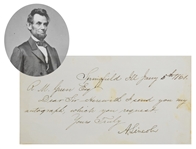 Abraham Lincoln Sends signature as President Elect