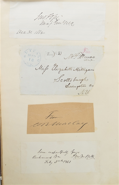 Autograph Album : John Adams, Millard Fillmore, Longfellow, Charles Sumner, William Seward and much more