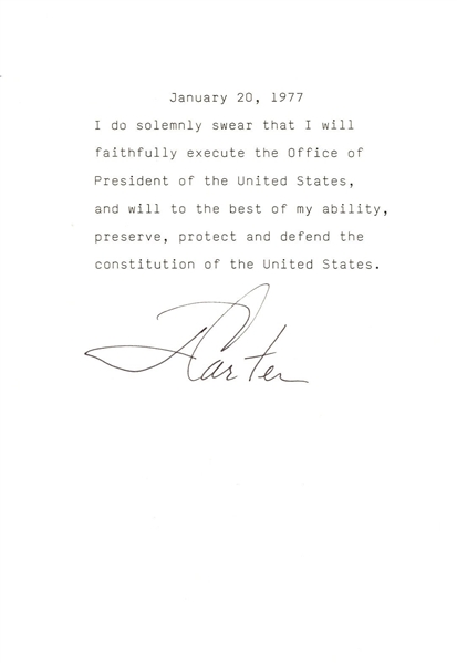 Jimmy Carter Signed Oath For President