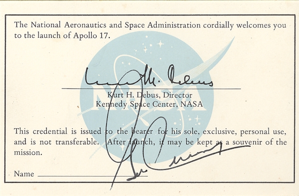 Gene Cernan Apollo 17 Launch Invitation