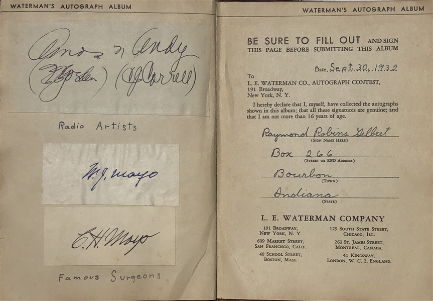 Waterman Autograph Album (Amelia Earhart,Louis Brandeis,AA Milne,Arthur Compton to name a few...