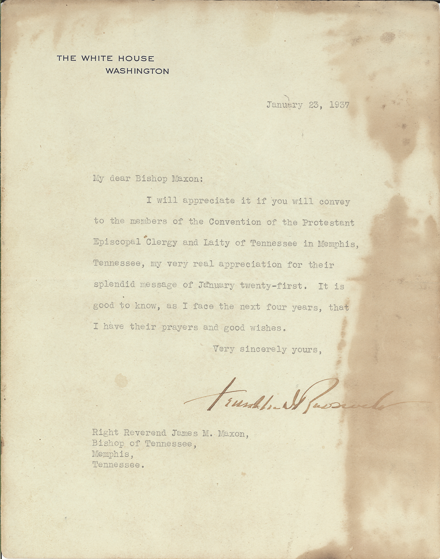 Lot Detail Franklin D Roosevelt Letter