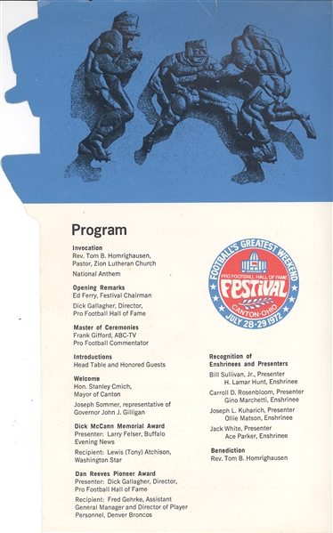 1972 Hall of Fame Enshrinees' Civic Dinner Lot
