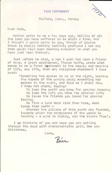  Bill Clinton Letter From Yale in 1970