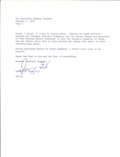 Important Gerald Ford Letter about World Peace