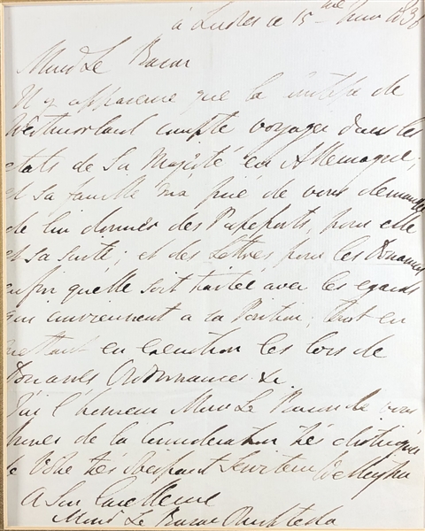 Arthur Wellesley, 1st Duke of Wellington Letter
