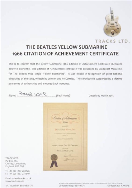 Yellow Submarine BMI Award