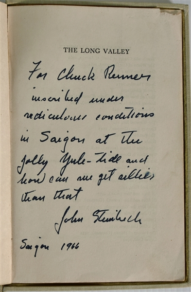 John Steinbeck- Inscribed and Signed at Vietnam in 1966