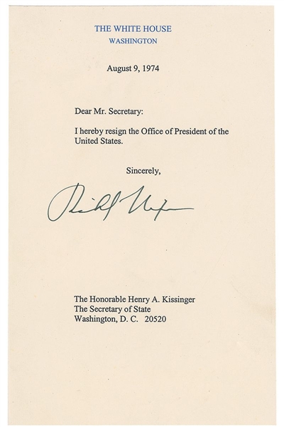 Fine Nixon Resignation Collection
