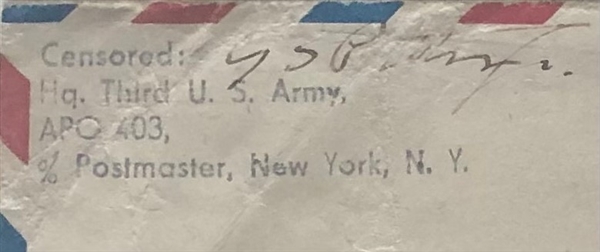 George Patton Signed War Date envelope to his sister