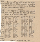 Capablanca Letter Detailing Important Indian Defense Game