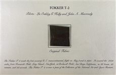 Original U.S. Framed Fabric Piece from the Fokker T-2
