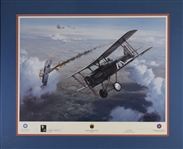 Military Lithograph Signed by Lt. George A. Vaughn WWI Military Ace