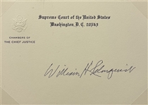 William Rehnquist Signed Supreme Court Card