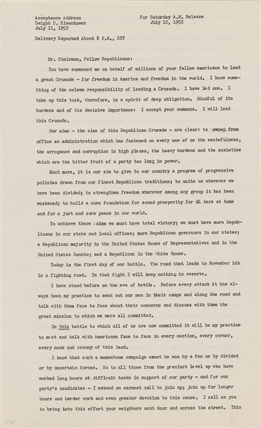  Dwight D. Eisenhower's Acceptance Address for the Presidential Nomination