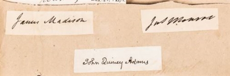 Autograph Collection: Including John Hancock, John Tyler, James Madison, John Quincy Adams, Washington Irving and much more..