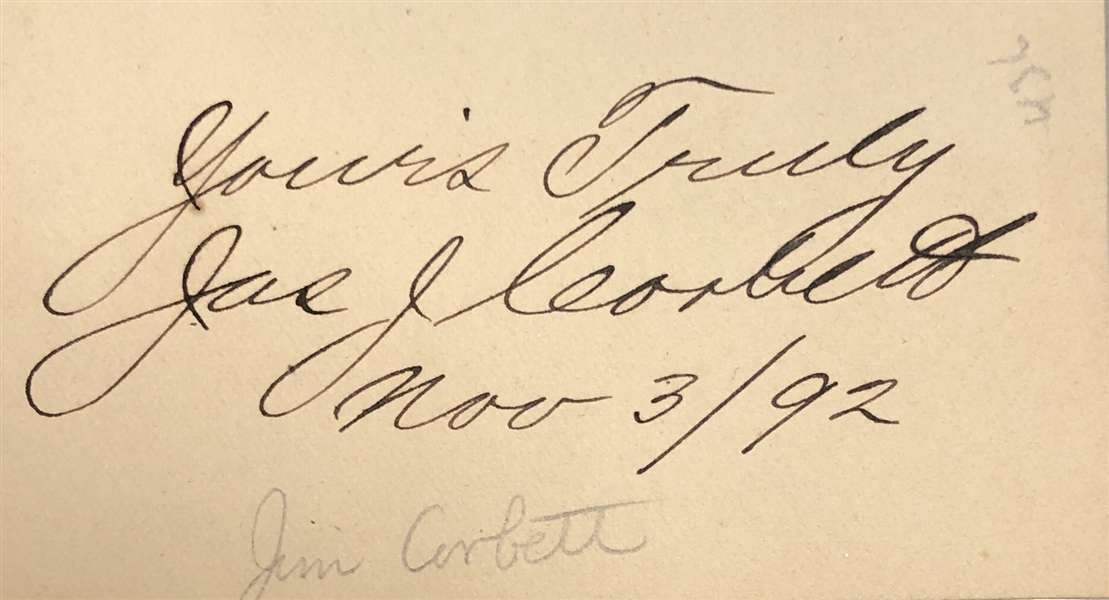 James J. Corbett Signature as World Champion in 1892