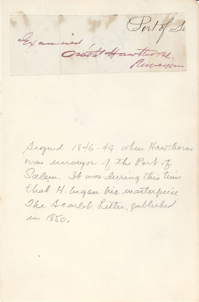 Nathaniel Hawthorne Cut Signature
