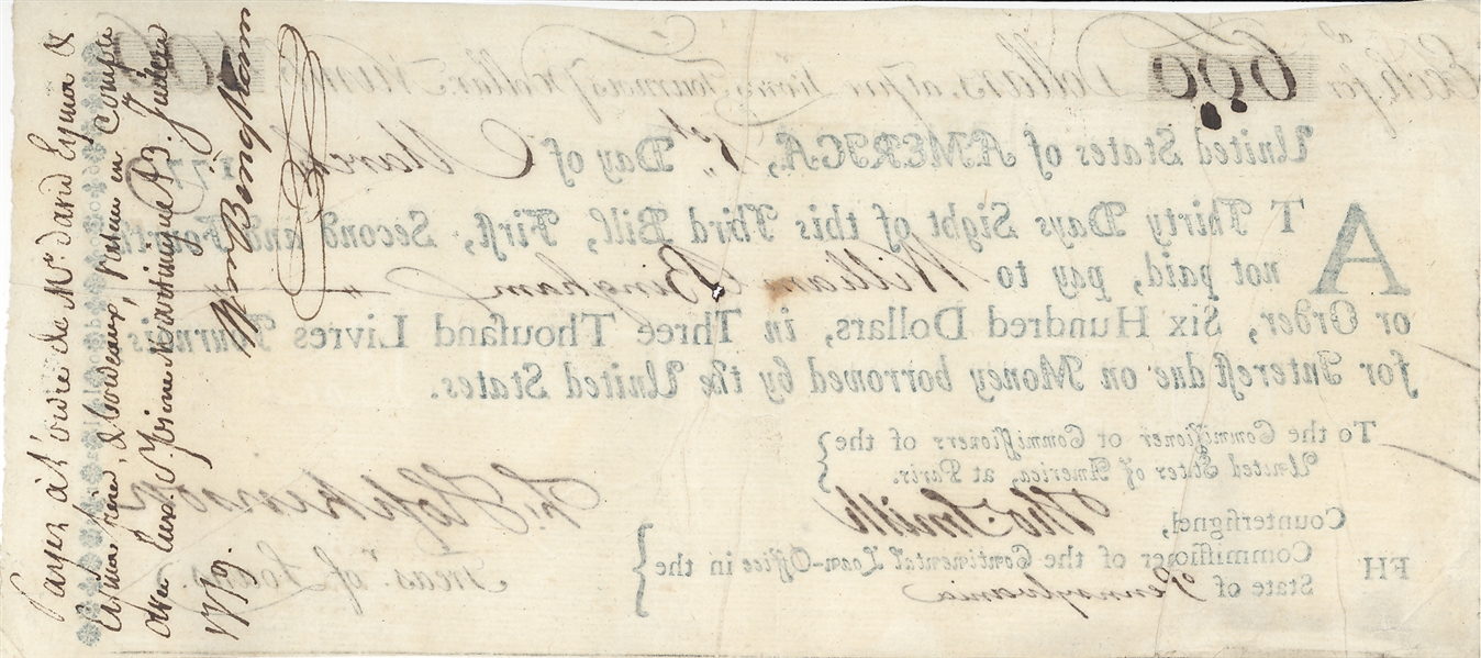 Francis Hopkinson Document Signed to William Bingham
