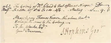 Declaration Signer Stephen Hopkins Superb Signature On Colonial Document