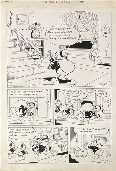 Complete 11-page Donald Duck Story Donald's Big Weekend Original Art (Disney, 1983)