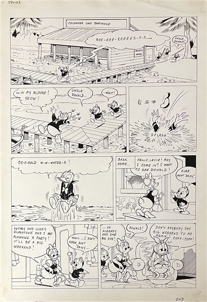 Complete 11-page Donald Duck Story Donald's Big Weekend Original Art (Disney, 1983)